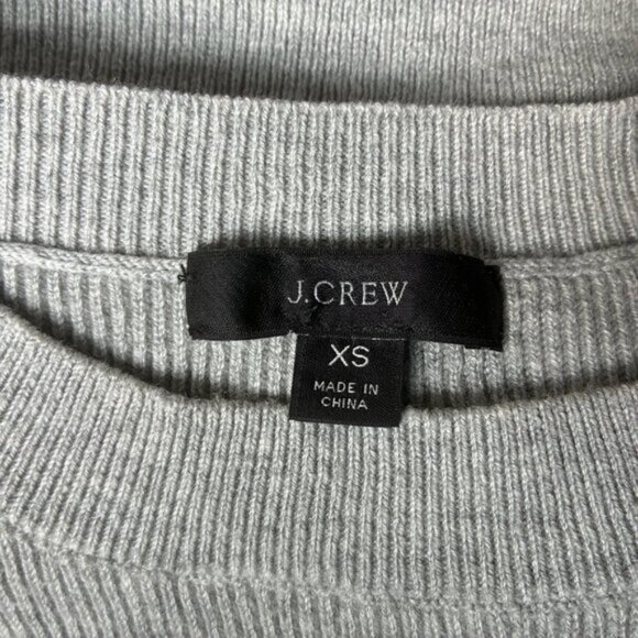 J. Crew Light Gray Balloon-Sleeve Crewneck Sweater - Size XS - Picture 2 of 6